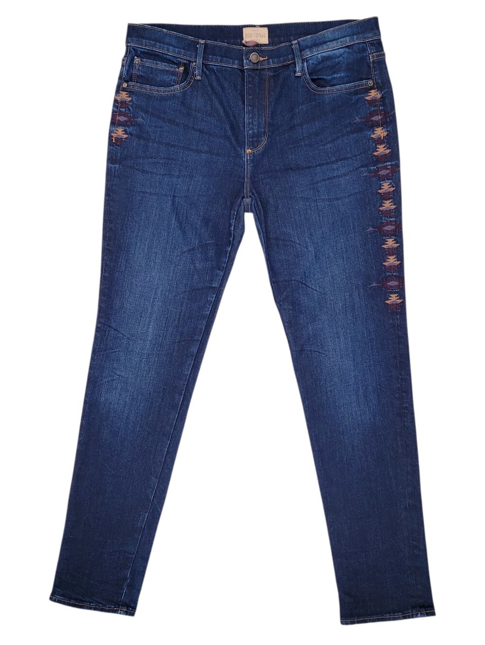 Driftwood Jackie Geometric Embroidered Skinny Jeans Bohemian Western Women's 31